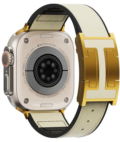 Premium Leather & Silicone Magnetic Watch Strap for Men & Women, Compatible with Apple Watch Bands Series 1-10, Ultra, SE, and Smartwatch Bands (38mm-49mm)