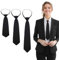 Carreneu 3 Stücke Krawatte Schwarz Damen,Einstellbar Lange Schwarze Krawatte Damen,JK-Uniform-Krawatte,für Business Hochzeiten Cosplay und Formelle Veranstaltungen (22cm,33cm,37cm)