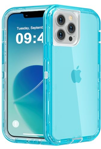 Follaroma for iPhone 12 Pro Max Case, Heavy Duty Shockproof Protection Phone Cases, Anti-Drop, Dual Layer Transparent Protective Cover Compatible with iPhone 12 ProMax, 6.7 inch, Crystal Blue