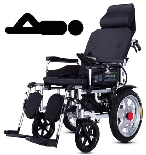 Silla de ruedas eléctrica de alta resistencia con reposacabezas, motor doble de 500 W, eléctrica o manual, respaldo y pedal ajustables, joystick, batería de litio de 12 A/20 A.(Black,12A)