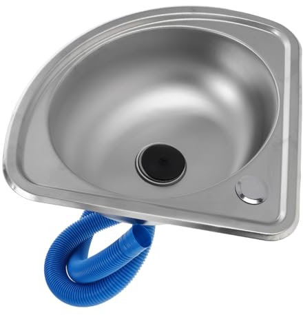 Amosfun Évier Angle Acier Inoxydable pour Camping-Car Lavabo Compact Multifonction pour Cuisine Et Lavage Adapté Aux Petits Espaces avec Design Suspendu Pratique