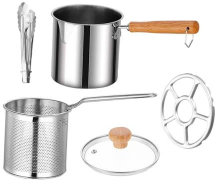 Warmhm Friteuse Acier Inoxydable Avec Panier Et Pince Casserole Profonde Anti-dérapante Pour Friture Maison Résistance Haute Température Pour Tempura Et Cuisson Rapide