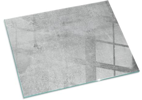 Kamin Bodenplatte Glas 80x60 cm Schutz vor Schäden Wohnzimmer Rechteckig Spritzwasserschutz Sicherungsblech Bodenbelag Polierte Kanten Schutz vor Glut Herdboden - Rohe Betonstruktur