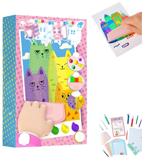20Pcs DIY Rainbow Scratch Art, Rainbow Scratch Art for Kids, Squeeze Magic Reveal Craft Kits, for DIY Postcard with Paints, Squeegee, Sticker, 7-Color Tools, Creative Gift for Young Artists (1 set)