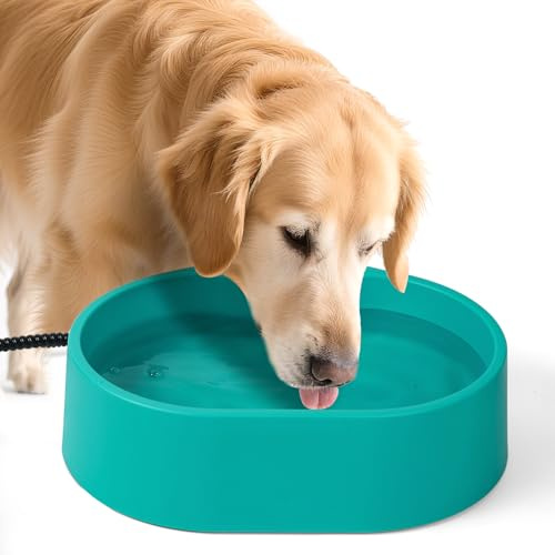 Large Heated Water Bowl for Dog & Cat, Outdoor Heated Dog Bowl, Waterproof Heated Warming Pet Bowl for Outside, Anti-Freeze Heated Pet Water Dish for Rabbit, Chicken, Duck, Squirrel (125 OZ, 35 Watts)