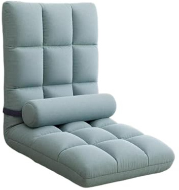 Pitycbo Silla de Suelo con Soporte de Respaldo Plegable Sofa Gaming Ajustable para Piso Couch Reclinable de Franela Y Espuma Fácil de Mover Adecuada para Sala, Cian, Individual