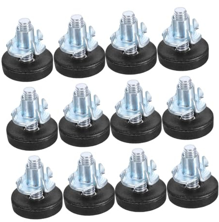 WHAMVOX Furniture Adjustable Leveling Feet M6 Thread Work Table Leveling Feet Height Adjuster Pads for Chair Leg Grippers Cabinet Workbench Black 24Pcs Sturdy Anti-Slip Support Pads