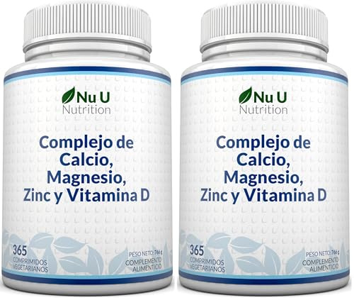 Nu U Nutrition Calcium Magnesium Zinc & Vitamin D Supplement - 365 Vegetarian Tablets - High Strength Osteo Complex with Selenium, Copper, Manganese & Boron - 6 Month Supply (Pack of 2)