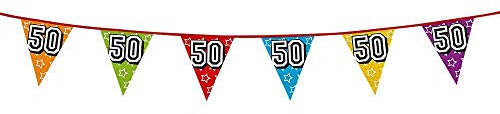 Boland - Holografische Wimpelkette Zahl, 1 Stück, Länge 800 cm, Fahnenkette, Sterne, Hängedekoration, Mehrfarbig, Girlande, Mottoparty, Geburtstag, Jubiläum, Kindergarten