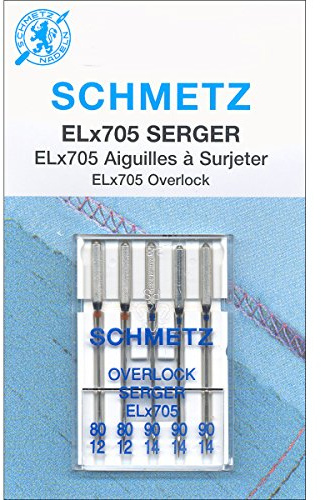 Euro-Notions ELX705 Serger Needles-Sizes 12/80 (2), 14/90 (3), Other, Multicoloured