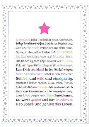 Geschenk für Baby oder Neugeborene - Bild für Mädchen in DIN A4: Personalisierte Geschenkidee als Gastgeschenk für Geburtstag - Gastgeschenk Geburt, Kunstdruck