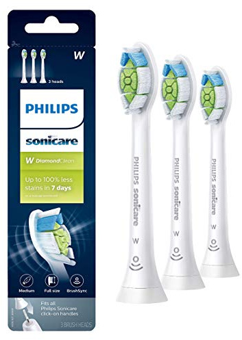 Philips Sonicare W DiamondClean - Genuine Replacement Electric Toothbrush Heads, White, 3 Pack, HX6063/65