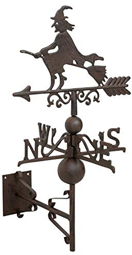 aubaho Nostalgie Wand Wetterhahn Hexe Garten Dekoration Windrad Eisen Wetterfahne braun