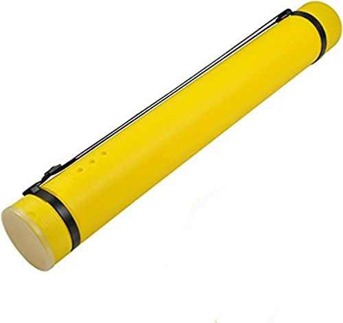 DEWEL Document Storage Poster Tube Plastic Waterproof Telescoping Adjustable Teletube Expandable 63-107cm/24.8-42.12inch with Carrying Strap, Storage for Artworks, Drawing, Flip Chart (Yellow)
