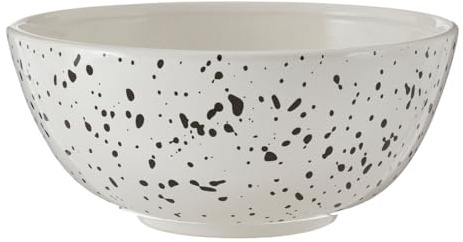 Interior by PremierLuxe Large White Speckled Salad Bowl|Durable Dolomite Mixing Bowl|Unique Serving Bowl|Versatile Glazed Finish Bowl For Mixing, Serving, And Dining Essentials