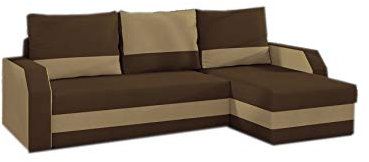 MOEBLO Ecksofa mit Schlaffunktion mit Bettkasten Couch L-Form Polstergarnitur Wohnlandschaft Polstersofa mit Ottomane Couchgranitur - GAJA (Dunkelbraun+Hellbraun (Alova 68+Alova 66), Ecksofa Rechts)