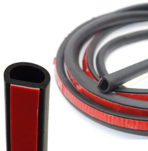Joint d'étanchéité pour porte de voiture - 5 m de long - Type D - Auto-adhésif - En caoutchouc - Bourrelet à isolation sonore