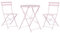 Salon de Jardin Bistrot Table et 2 Chaises Pliables en Acier Rose Pastel Fiori
