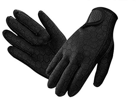 FakeFace Neoprenhandschuhe Wasserdicht Tauchhandschuhe 1.5mm, Thermo Tauch Handschuhe Anti-Rutsch Neopren Handschuhe für Männer und Frauen,Schnorcheln,Kajakfahren,Surfen,M-Schwarz