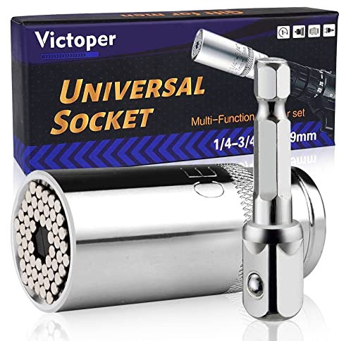 Super-Steckschlüssel für Herren als Geschenk, universeller Steckschlüssel mit Bohrmaschinen-Adapter, Universal-Steckschlüssel-Set, Weihnachtsstrumpffüller für Männer, Ehemann, Freund, Damen (7–19 mm)