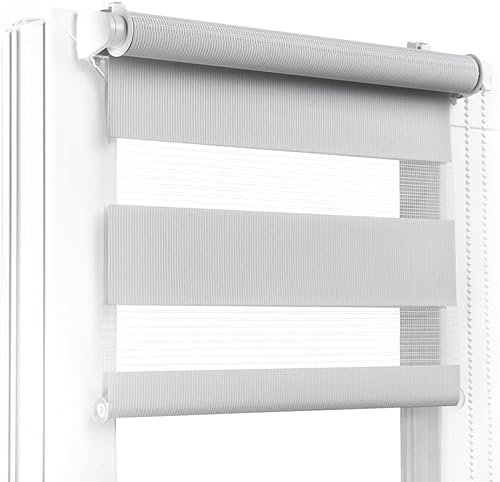 Fenster DEKOR - Rollos für Fenster Hellgrau - Klemmfix Rollo ohne Bohren 230 x 60 cm - Doppelrollo mit einer breiten Auswahl an Größen und Farben - Blickdichte Rollos, einfach zu montieren