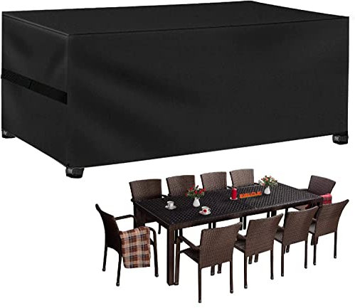 Garden Furniture Covers Waterproof Outdoor - 242 x 162 x 100cm Rectangular Rattan Patio Furniture Cover - Heavy Duty Large Protective Cover for Outside Sofa Table Chairs Set