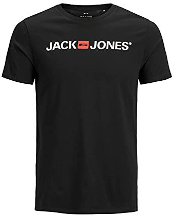 JACK & JONES Men's T-Shirt, King Size Short Sleeve Crew Neck Cotton Tee - Big & Tall Premium Quality Designer Top for Men - Comfort Fit (L-6XL) Black