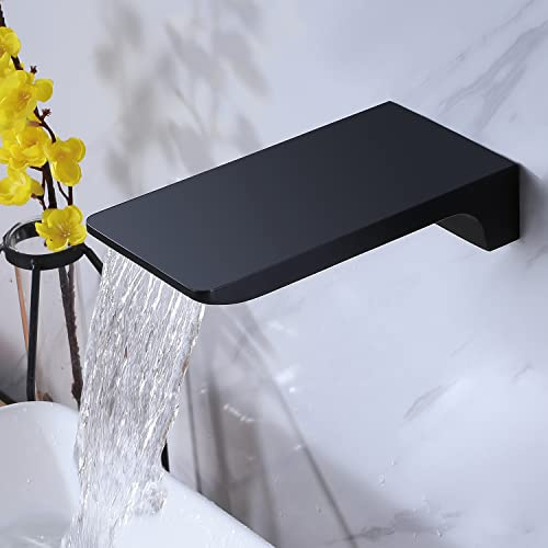 HAMOLER Romano Cascata Vasca Beccuccio Bagno Vasca da Bagno Cascata Vasca Rubinetto Beccuccio Montaggio A Parete Vasca Riempitore, Nero Opaco