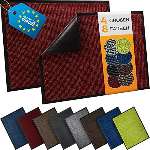 TIMELEOS Fußmatte Schmutzfangmatte mit äußerst starker Schmutz und Feuchtigkeitsaufnahme Eingangstürmatte wasserdicht waschbar strapazierfähiger Schmutzfänger Fußabstreifer (Rot, 90 x 120 cm)