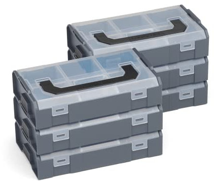 L-BOXX Sortimo L BOXX Mini anthrazit | 6 Stk. im Set Deckel transparent | Ideale Aufbewahrungsbox Sortierbox | Brotdose Kleinteilemagazin Alternative