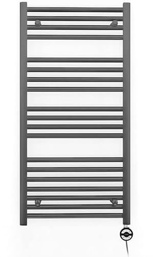 550mm Wide Anthracite Grey Electric Bathroom Heated Towel Rail Thermostatic Warmer Radiator Precise Control (550 x 1000 mm (BTU: 1766))