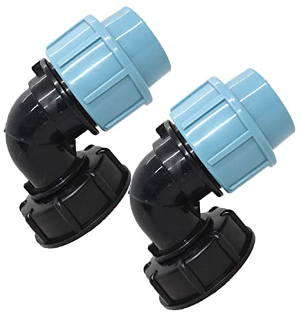 IBC Tank Connector S60x6 Thread Adapter, 32mm Elbow Hose Fitting | Garden Water Butt Plastic Connector for Water Tank & Hose Connection