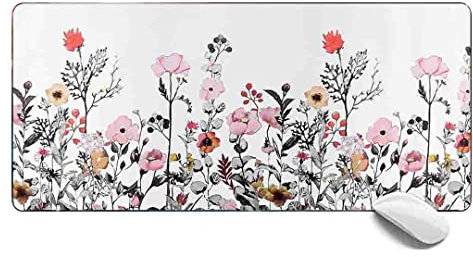 Mauspad für Frauen, Pflanzen, Blumen, großes Gaming-Mauspad, erweitertes XL-Mauspad, Schreibtischunterlage, 80 x 30 x 0,3 cm, genähte Kanten
