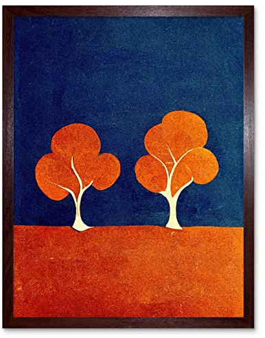 Wee Blue Coo Abstract Matisse Style Trees Forest Painting Yellow Blue Orange Green Art Print Framed Poster Wall Decor 12x16 inch