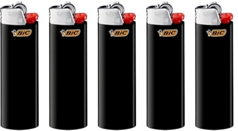 DHOBIA bic-J26 Maxi Lighter Mixed Colours and Stand - Lightweight and Reliable (Schwarz, 5)