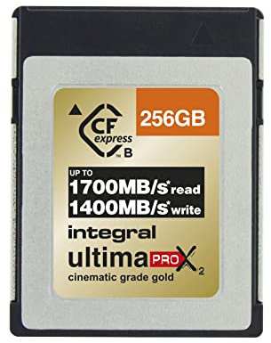 Integral 256GB CFexpress Memory Card Type B 2.0 12K and 8K RAW and 8K 120 FPS 1700MB/s Read 1400MB/s Write Speed 1400MB/s Sustained Write Speed Designed for Advanced Cinematic and DSLR Cameras