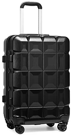 KONO Koffer Mittelgroß 4 Rollen Leicht Hartschalenkoffer Mittelgroß 62cm Zwillingsrollen ABS Koffer Trolleys Reisekoffer mit TSA Schloss, 62x43x26cm (Mittelgroß Koffer, Schwarz)