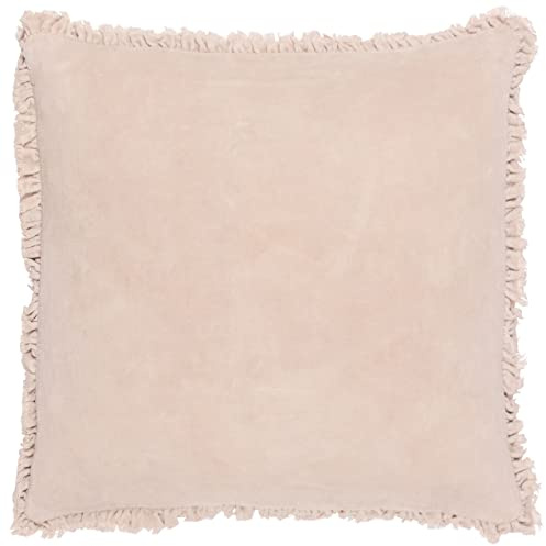 Yard Bertie Washed Velvet Feather Filled Cushion (Natural, 45 x 45 cm) | Soft Velvet Relaxed Style Decorative Pillow