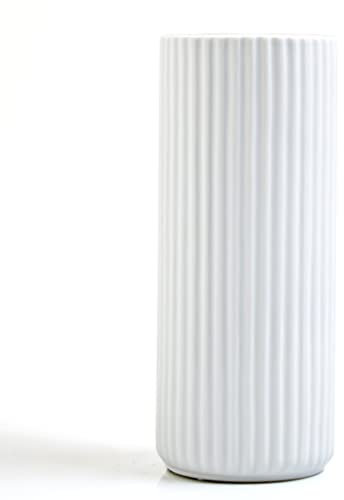 Gerippte Vase Weiß 25 cm Hoch, Modern Blumenvasen aus Keramik für Tischdeko Innenbereich, Deko Vasen für Pampasgras