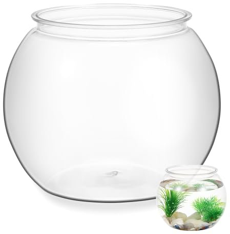 POPETPOP Transparent Ronde Fish Tank Bocal À Poissons en Plastik Aquarium Bulle Vase Table Réservoir De Poissons Rouges Bol Rond Terrariums De Bureau Aquarium Réservoirs Transparent