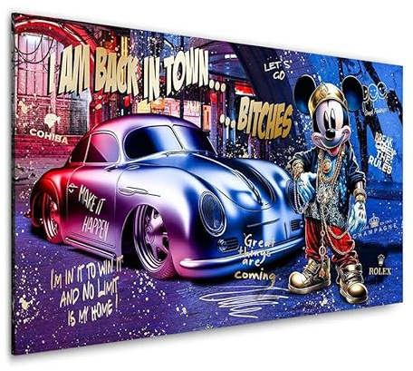 Kunstgestalten24 Leinwandbild Micky Maus Pop Art Comic Zitat Bild Kunstdruck Raum Wand Deko