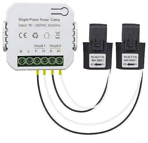 LVYXON für Tuya Smart Life WLAN-Energiezähler, 80 A, mit Klemme, Ct App, KWh, Automatisierung, moderner Diebstahlschutz, 51,5 (L) x 46 (B) x 23 (H) mm