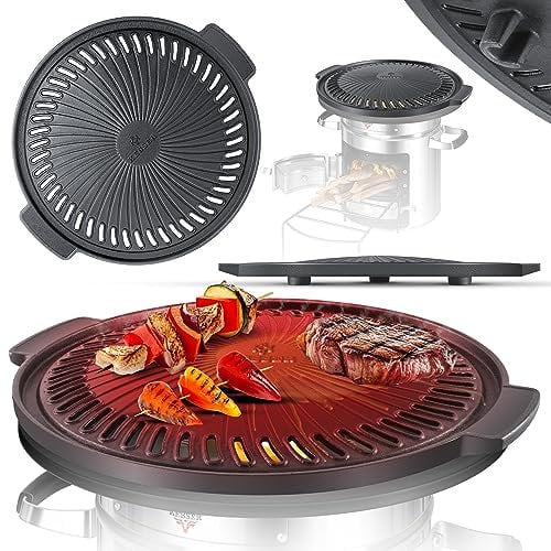 Plancha para horno de cohetes, plancha de hierro fundido para horno holandés, cohete, estufa de leña, camping, camping, barbacoa, fácil de limpiar, para carne y pequeñas piezas de barbacoa