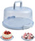 Akamino 10 Inch Cake Carrier, Clear Plastic Cake Containers with Collapsible Handle and Lid, Portable Round Cake Box Cake Tin Storage for Pies Cupcake Muffins Party, Aqua Blue