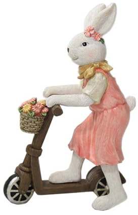 JTBDWOSK Osterdeko Modern Figuren Pastell Klein Hase Für Draußen Osterhasen-Roller Dekofigur Harz Frühlingsdeko Handwerk, Für Osterdekoration,Rosa
