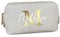 AWASG Kosmetiktasche Buchstabe Monogramm - Personalisiert mit Name - Schminktasche Beauty Bag für Make-up - Kunstleder M (18x11x4.5 cm) (grau)