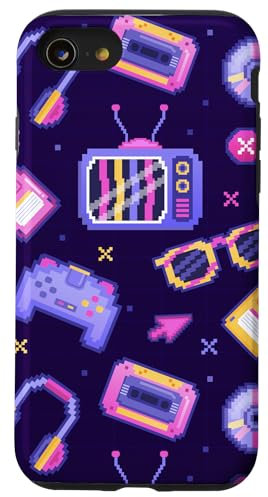 Hülle für iPhone SE (2020) / 7 / 8 Case Lila Retro Gaming Funky Gamer Vintage Videospiel