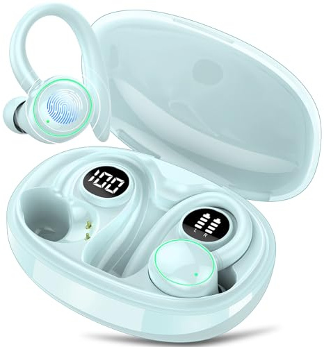 Bluetooth kopfhörer sport, Kopfhörer Kabellos Bluetooth 5.3 mit 4 Mic, In Ear Kopfhörer Bluetooth ENC Noise Cancelling, HiFi Stereo Ohrhörer mit Dual LED-Anzeige, 48 Std Spielzeit,IP7 Wasserdicht,Gelb