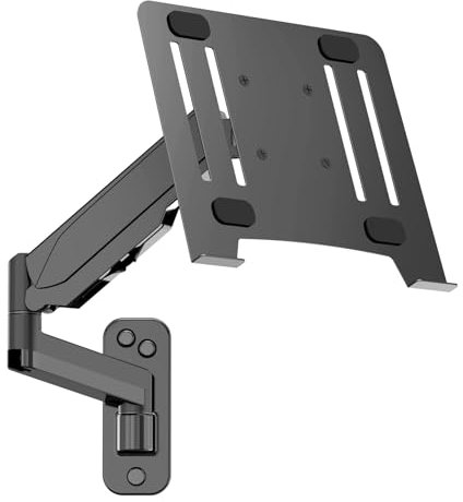 UPGRAVITY Laptop Wall Mount, 2-in-1 Gas Spring Wall Holder with Vented Tray for 12-17 Notebook/13-32 Computer Screen, Full Motion Adjustable Wall Mount Laptop Stand Holds 3.3-17.6lbs