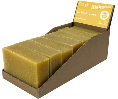 Friendly Soap - Naked & Natural Silky Smooth Tea Tree & Turmeric (7 x 95g), Plant-Based, Cruelty-Free, Made By Hand, No Preservatives or Sulphates, Recyclable, Sustainable, Environmentally Friendly